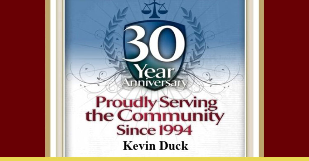 Kevin Duck Celebrates 30 Years of Legal Excellence at Auto Lemon Lawyer, Honored by Martindale-Hubbell