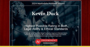 Kevin Duck, Lead Attorney at Auto Lemon Lawyer, Receives 2024 AV Preeminent Attorney Award from Martindale-Hubbell