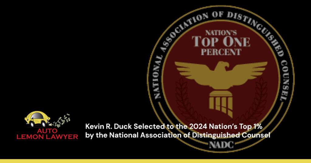 Kevin R. Duck Selected to the 2024 Nation’s Top 1% by the National Association of Distinguished Counsel