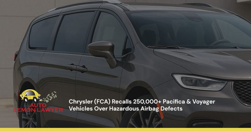 Chrysler (FCA) Recalls 250,000+ Pacifica & Voyager Vehicles Over Hazardous Airbag Defects