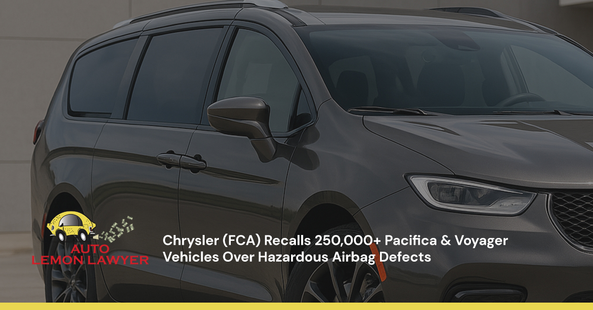 Chrysler (FCA) Recalls 250,000+ Pacifica & Voyager Vehicles Over Hazardous Airbag Defects