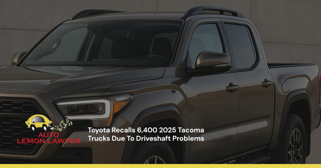 Toyota Recalls 6,400 2025 Tacoma Trucks Due To Driveshaft Problems